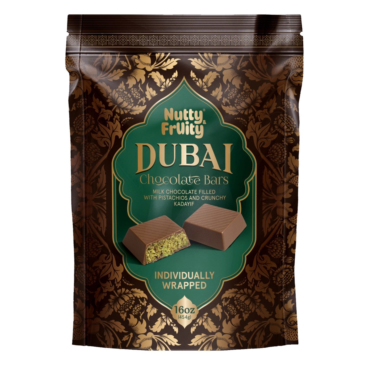Nutty and Fruity Dubai Chocolate Bars 16 Ounces - Image 1