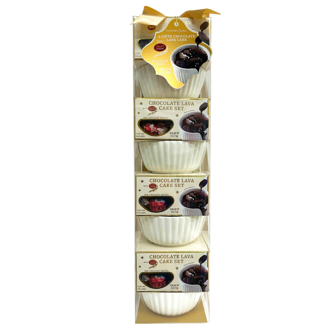 Lindt 4 Gift Sets Chocolate Lava Cake with Lindor Truffle 16.24 oz - Image 1