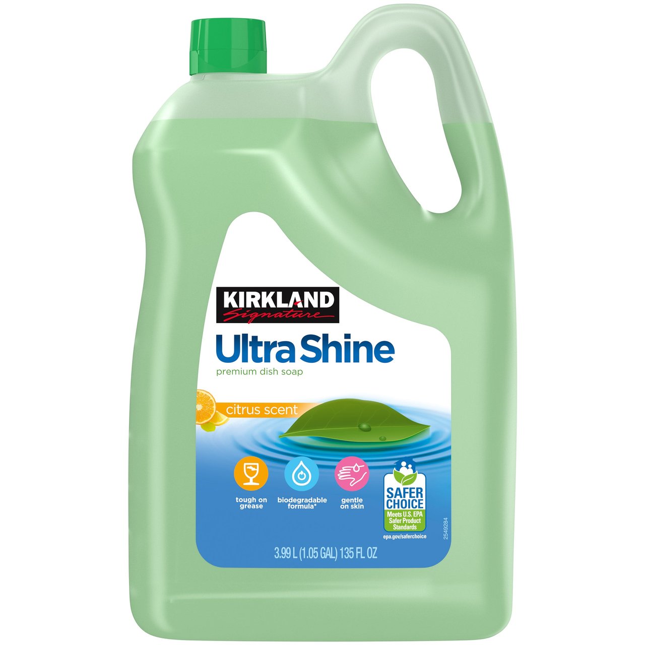 Kirkland Signature Ultra Shine Liquid Dish Soap, Citrus, 135 fl oz - Image 1