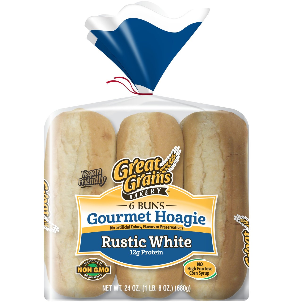 Great Grains Rustic White Hoagie Buns, 6 Count