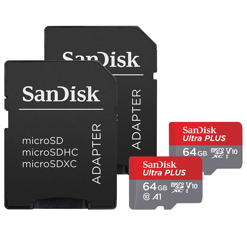 SanDisk Ultra Plus 64GB microSD 2-Pack with microSD Adapter - Image 1