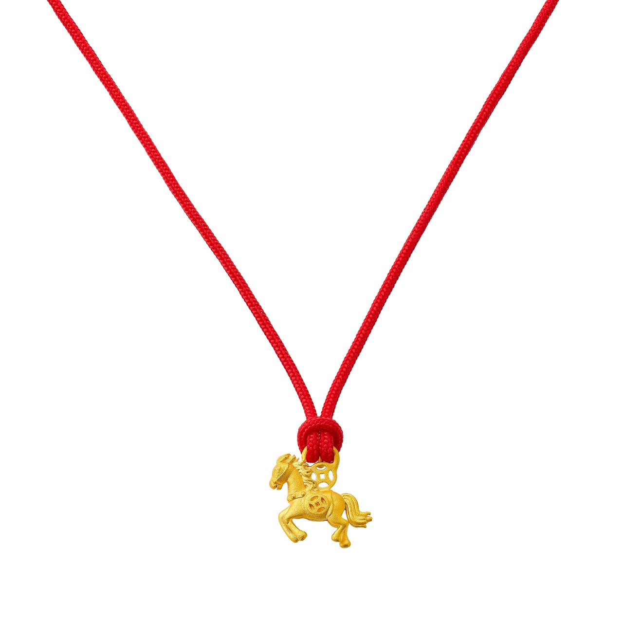 24kt Yellow Gold Charging Horse Pendant Adjustable Cord 24" - Image 1