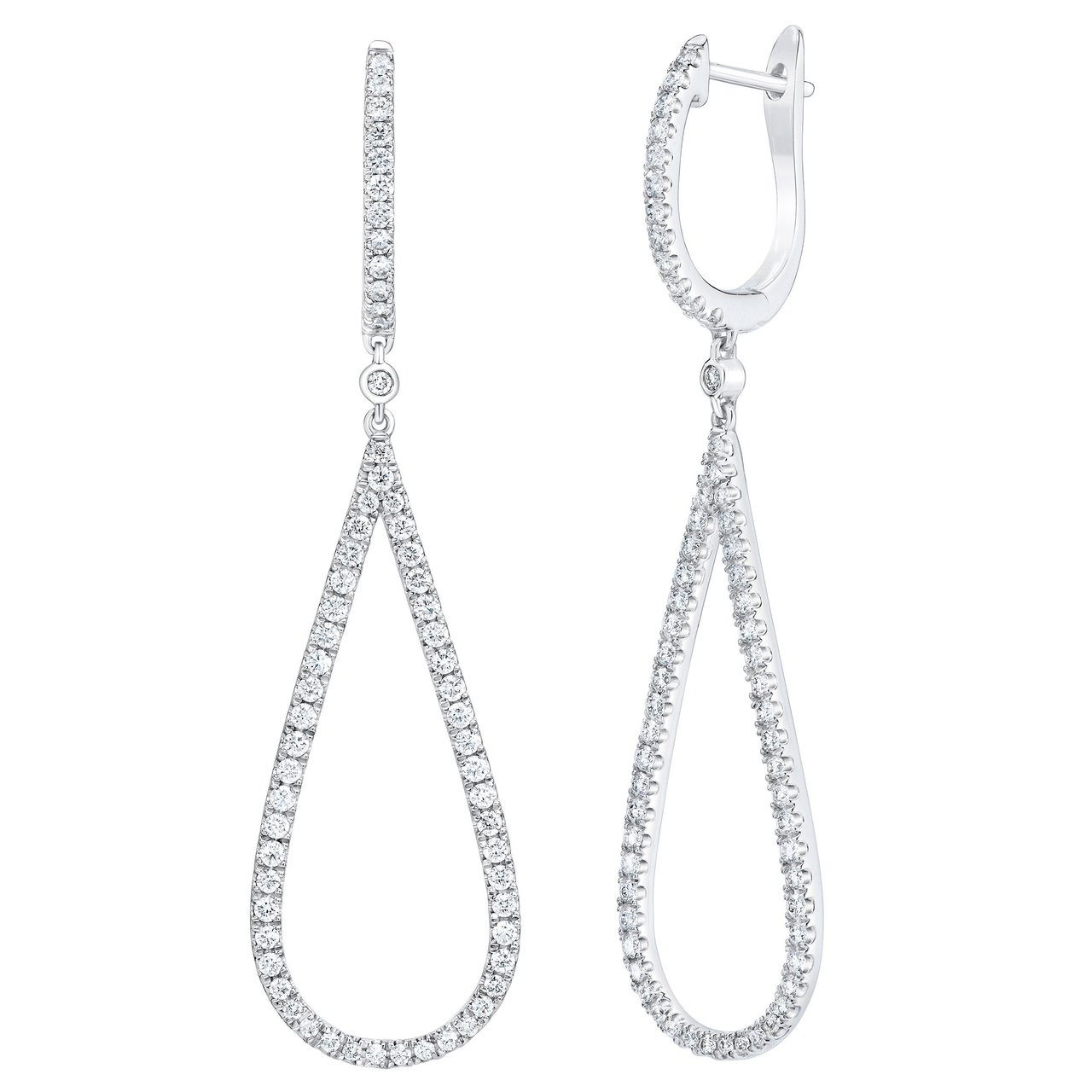 14kt White Gold VS2 Clarity, I Color 1.00 ctw Round Brilliant Diamond Dangle Earrings - Image 1