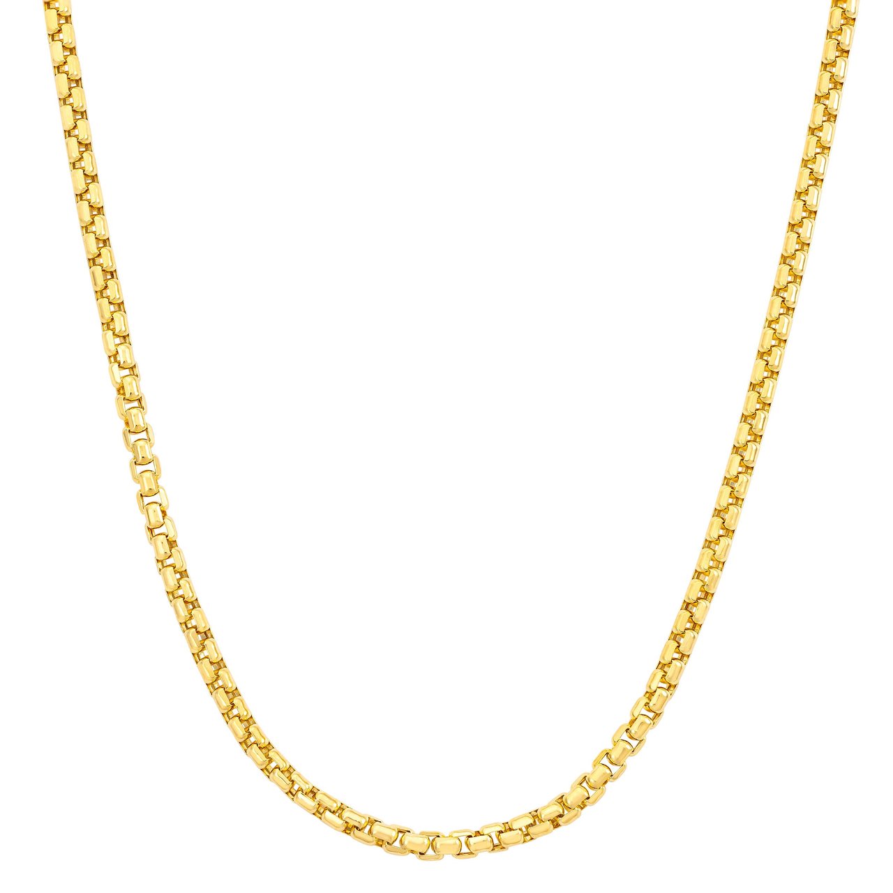 14kt Yellow Gold 24" Round Box Chain Necklace, Made in Italy - Image 1