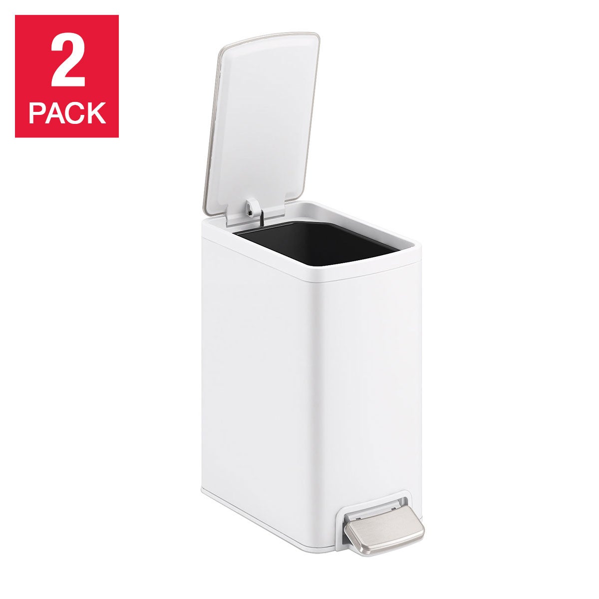 Kohler 6L White 2-Pack Step Trash Can - Image 1