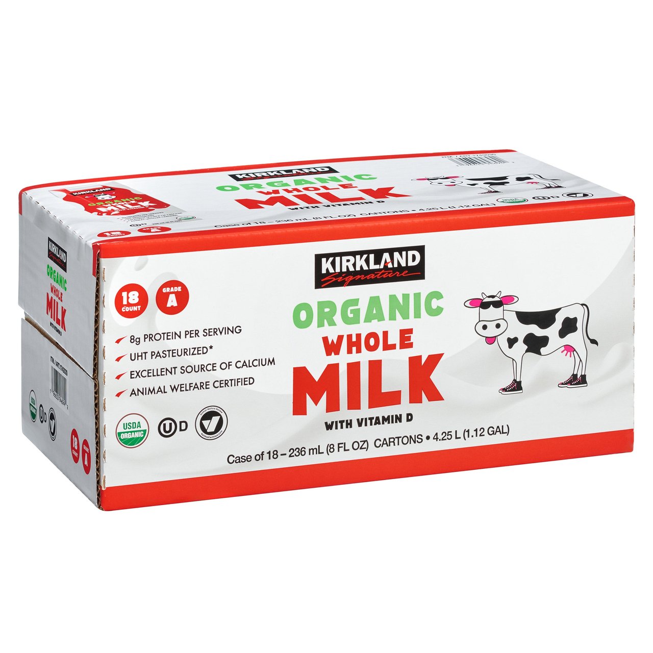 Kirkland Signature Organic Whole Milk 18/8 fl oz (4.5 Quarts) - Image 1