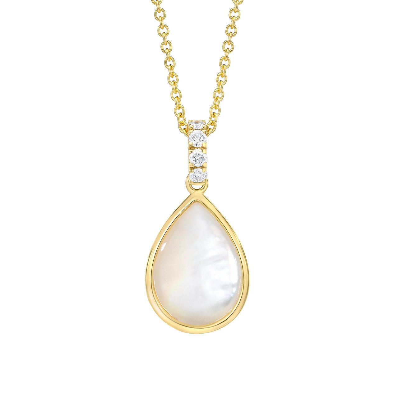14kt Yellow Gold Mother of Pearl & Diamond Pendant - Image 1