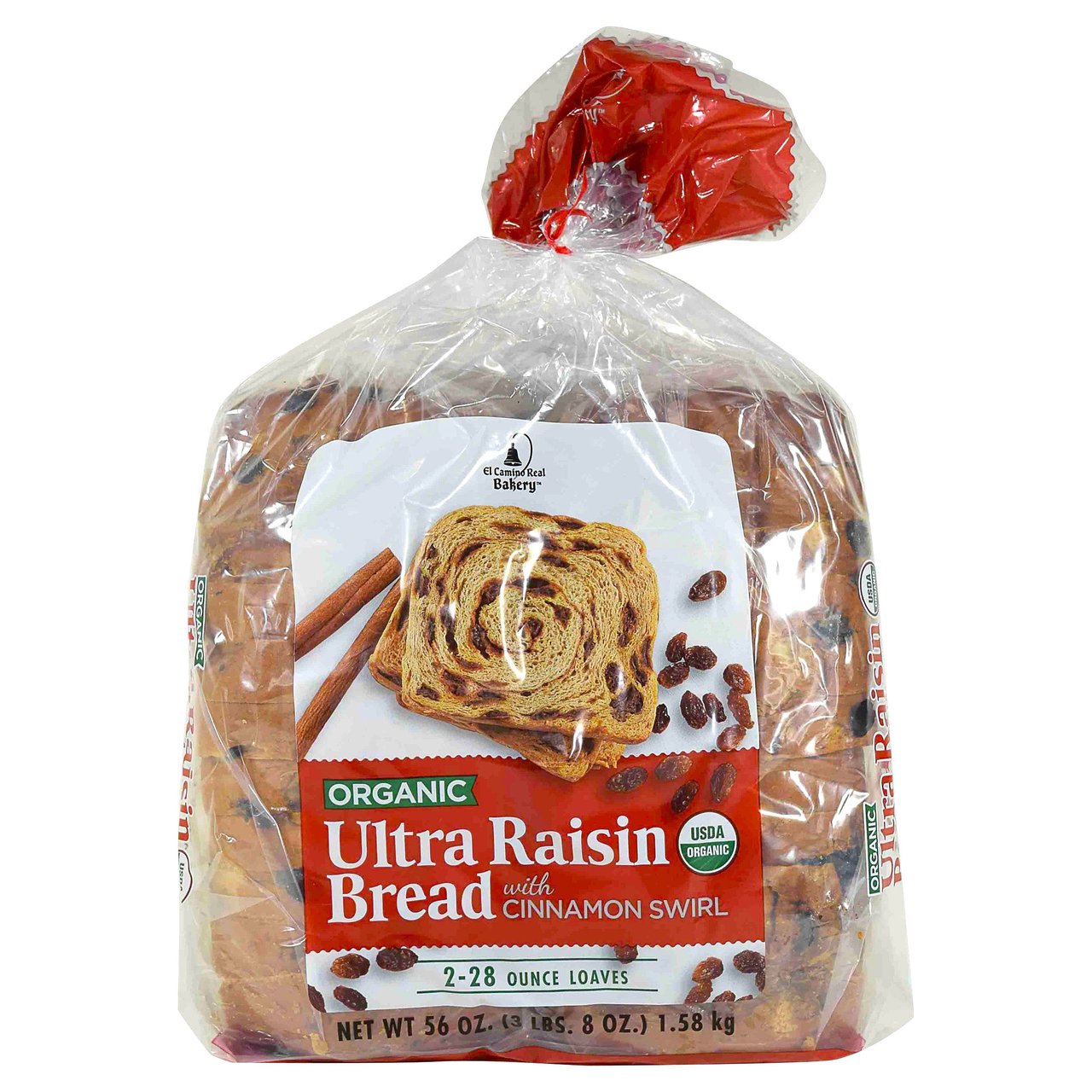 Organic El Camino Real Cinnamon Raisin Bread 2 Pack 28 Ounces Each