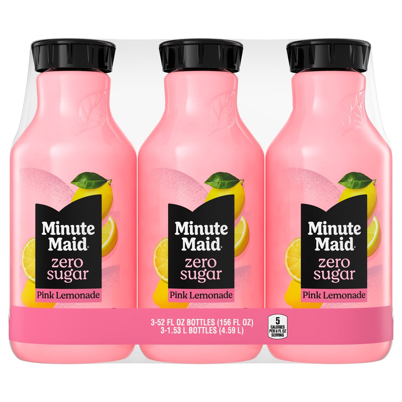 Minute Maid Zero Sugar Pink Lemonade, 3 x 52 oz Bottles - Image 1