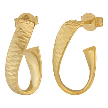 14KT Yellow Gold Twist J Hoop Earrings Made in Italy