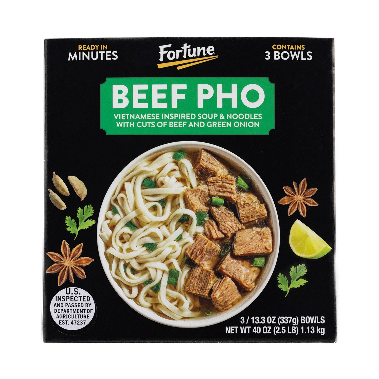Fortune Foods Pho Noodles with Beef, 3 Bowls of 13.3 oz Each - Image 1