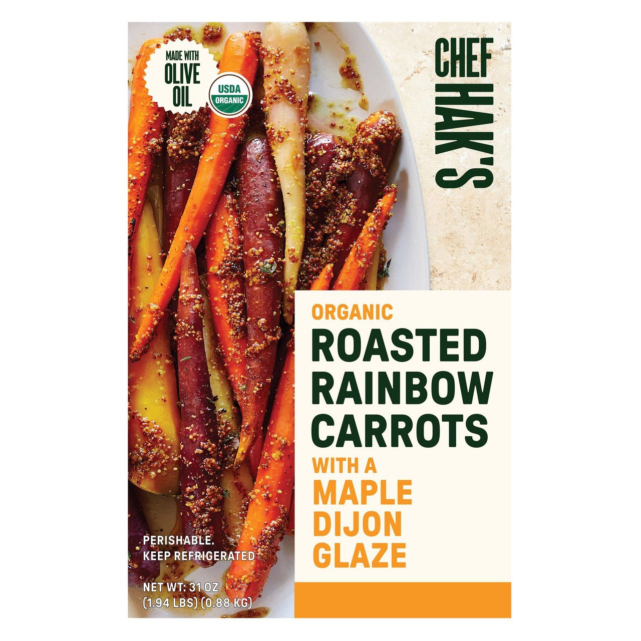 Chef Hak's Organic Roasted Rainbow Carrots with Maple Dijon Glaze 31 oz - Image 1