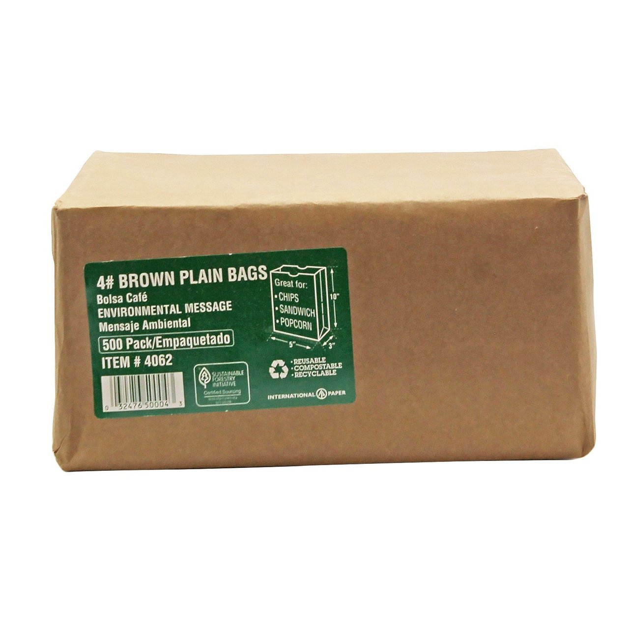 Willamette #4 Brown Grocery Bag, 500 Count - Image 1