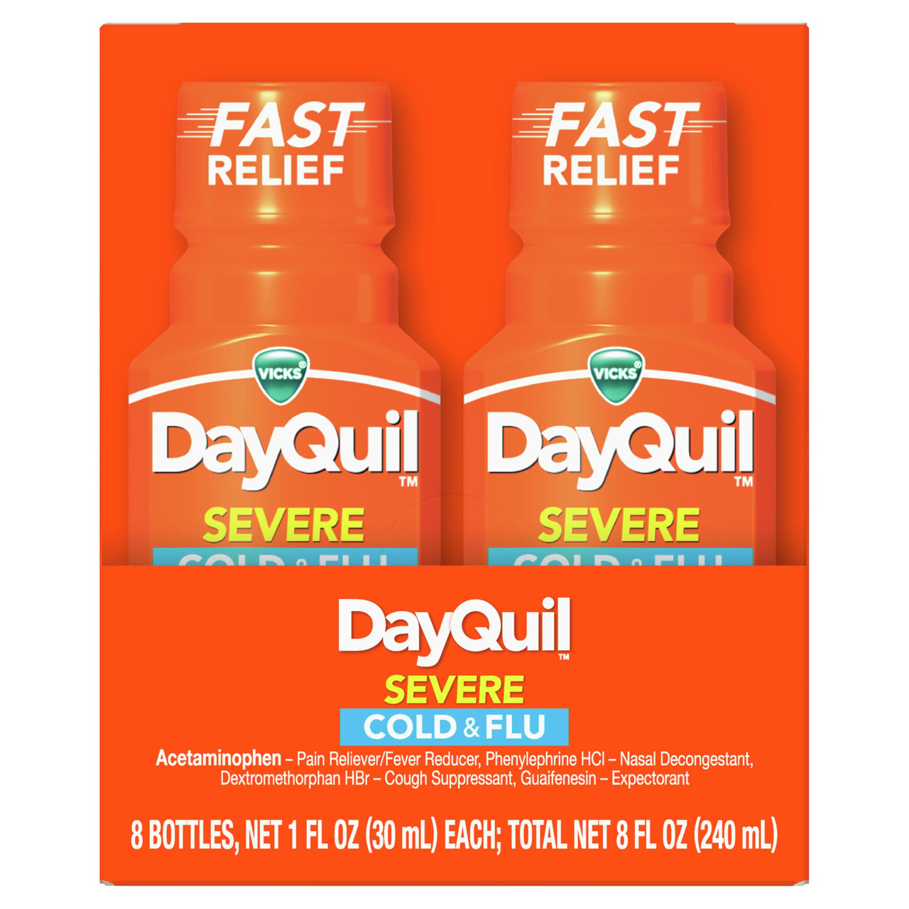 Vicks DayQuil Severe Cold & Flu 8 x 1 oz Mini Bottles - Image 1