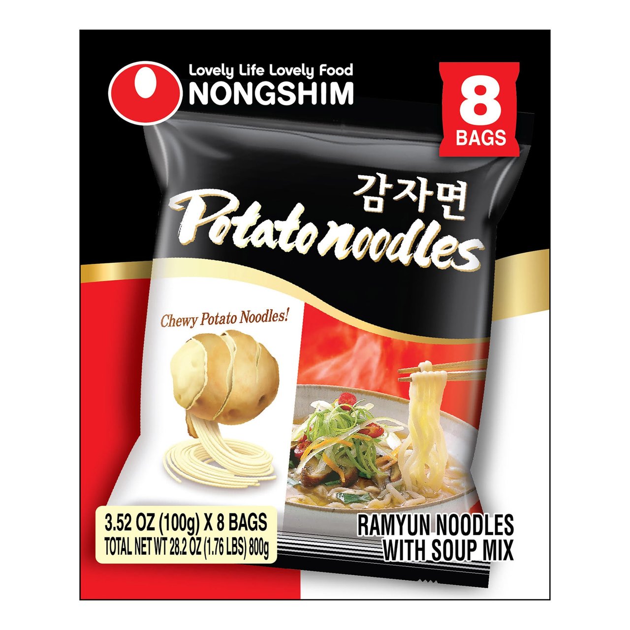 Nongshim Potato Noodle Soup, 8-Pack, 3.52 oz Each - Image 1