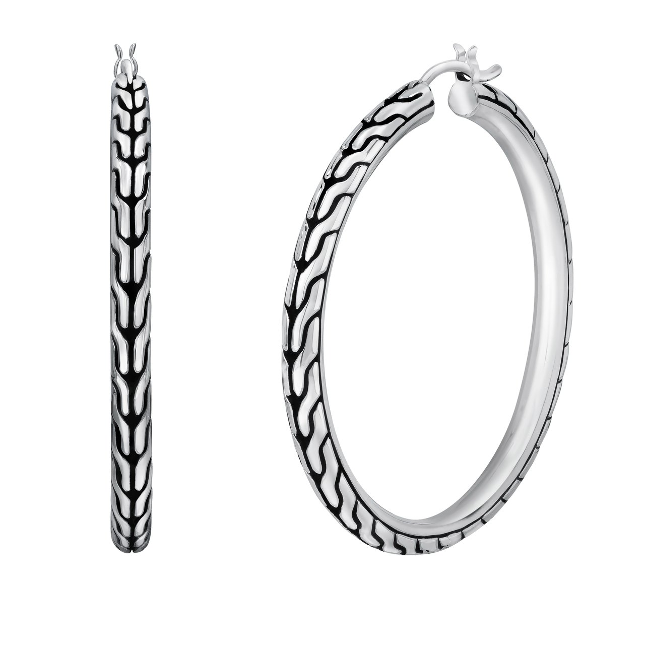 John Hardy Sterling Silver Hoop Earrings - Image 1