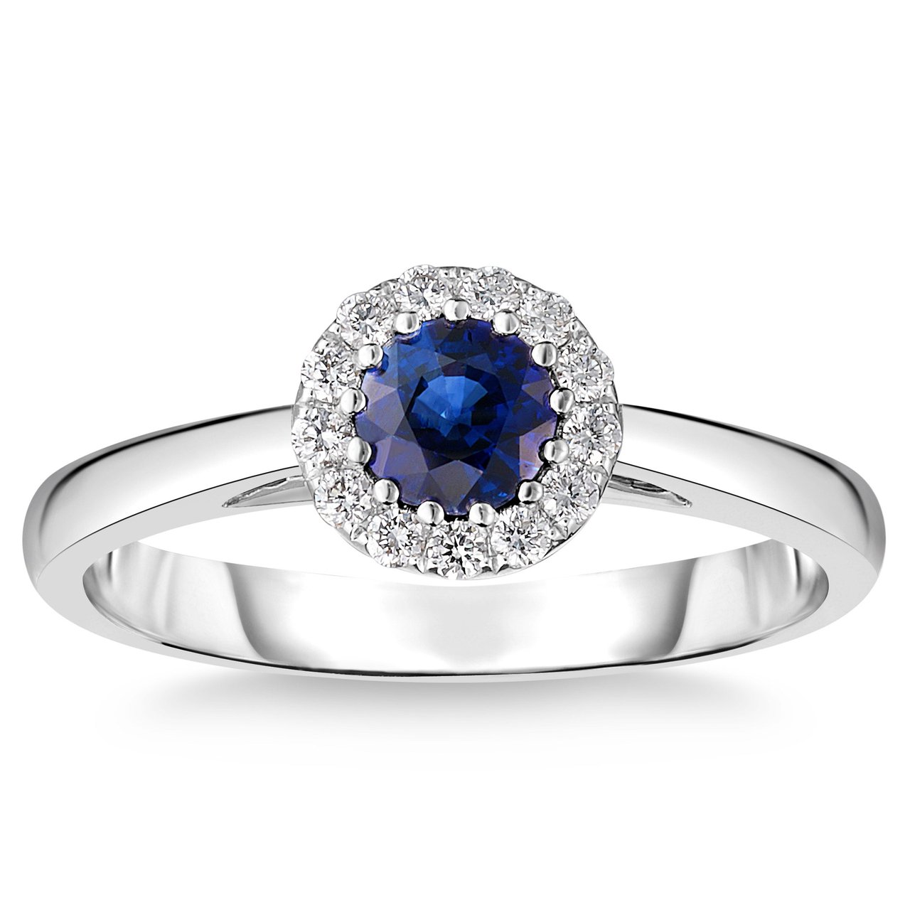 14KT White Gold VS2 I 0.12CTW Diamond & Sapphire Ring - Image 1