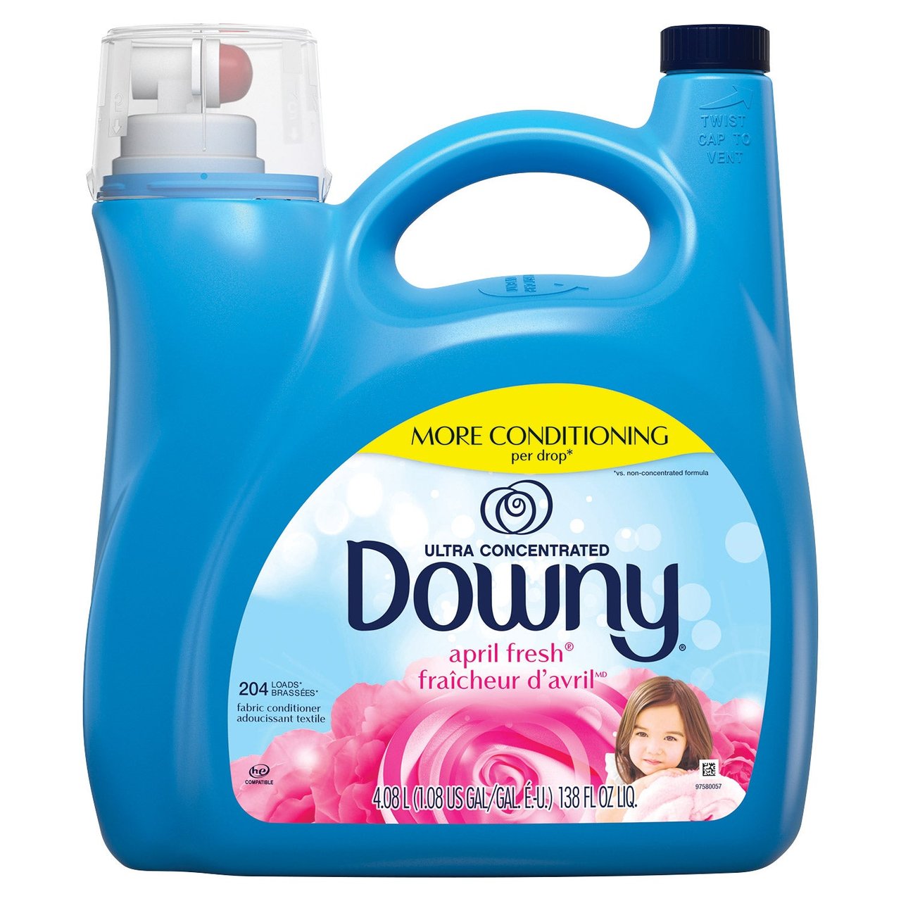 Downy Ultra Liquid Fabric Softener, April Fresh, 138 Ounces, 204 Loads - Image 1