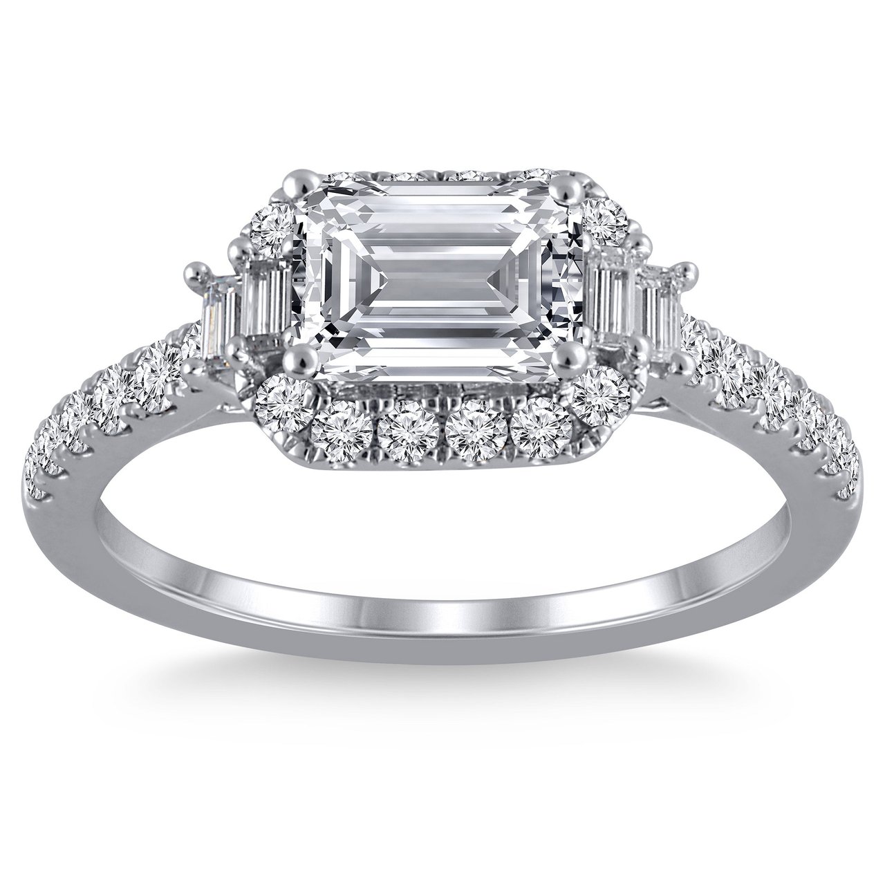 1.20 CTW Emerald Cut Platinum VS2 I Diamond Ring (0.70 CTR) Size 7 - Image 1