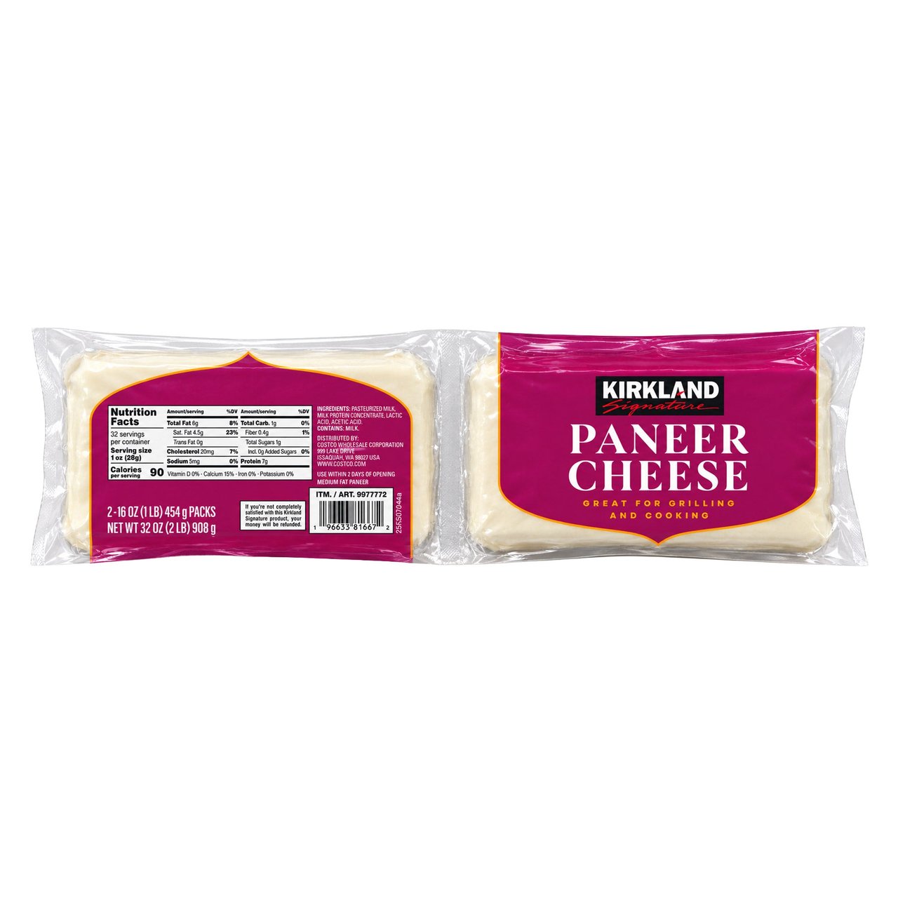 Costco Kirkland Signature Paneer Cheese, 2 × 16 oz (#9977772) - $7.39