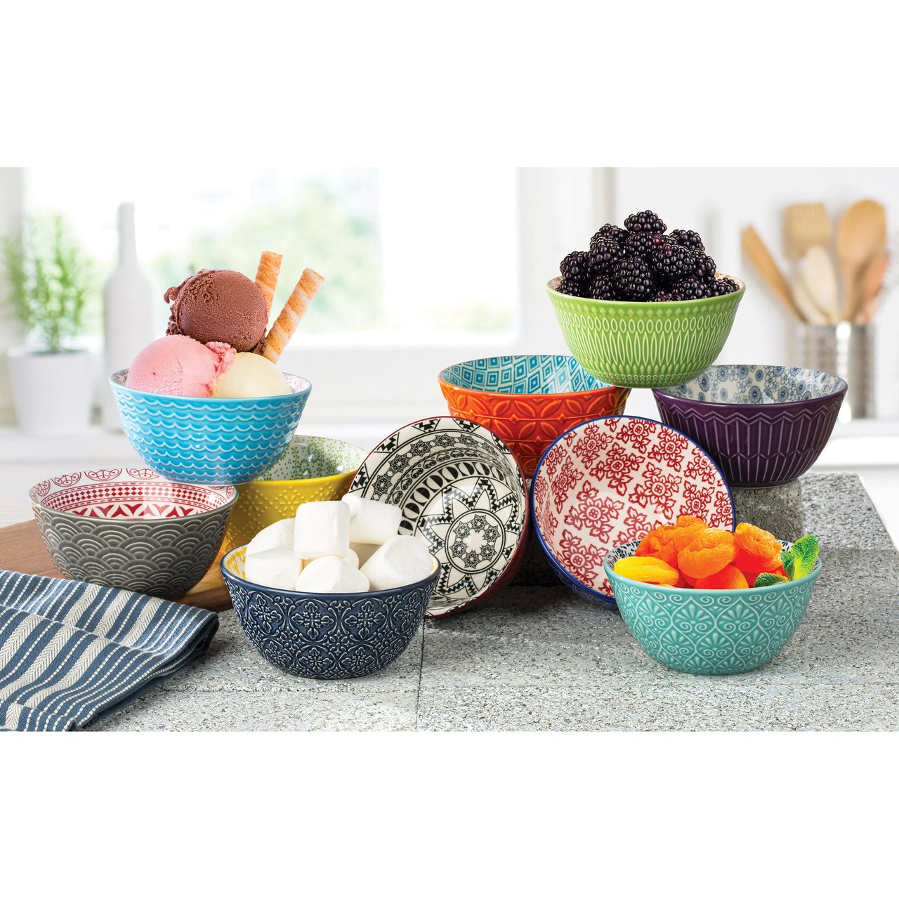 Signature Housewares Stoneware Bowl Set, Set of 10 - Image 1
