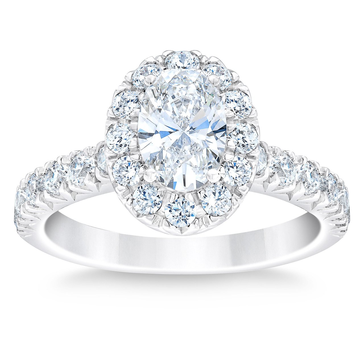 Platinum VS2 G 2.00 ctw Oval Cut Diamond Halo Ring (1.0 ct Center) Size 7 - Image 1