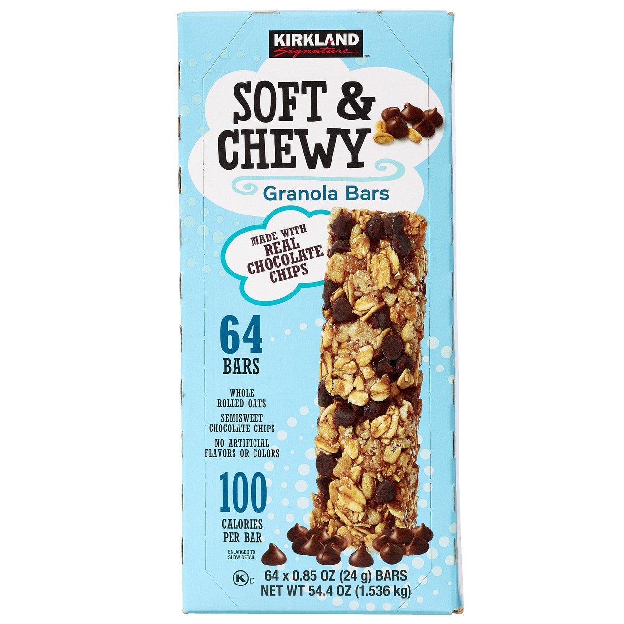 Kirkland Signature Soft & Chewy Chocolate Chip Granola Bars 64/0.85 oz - Image 1