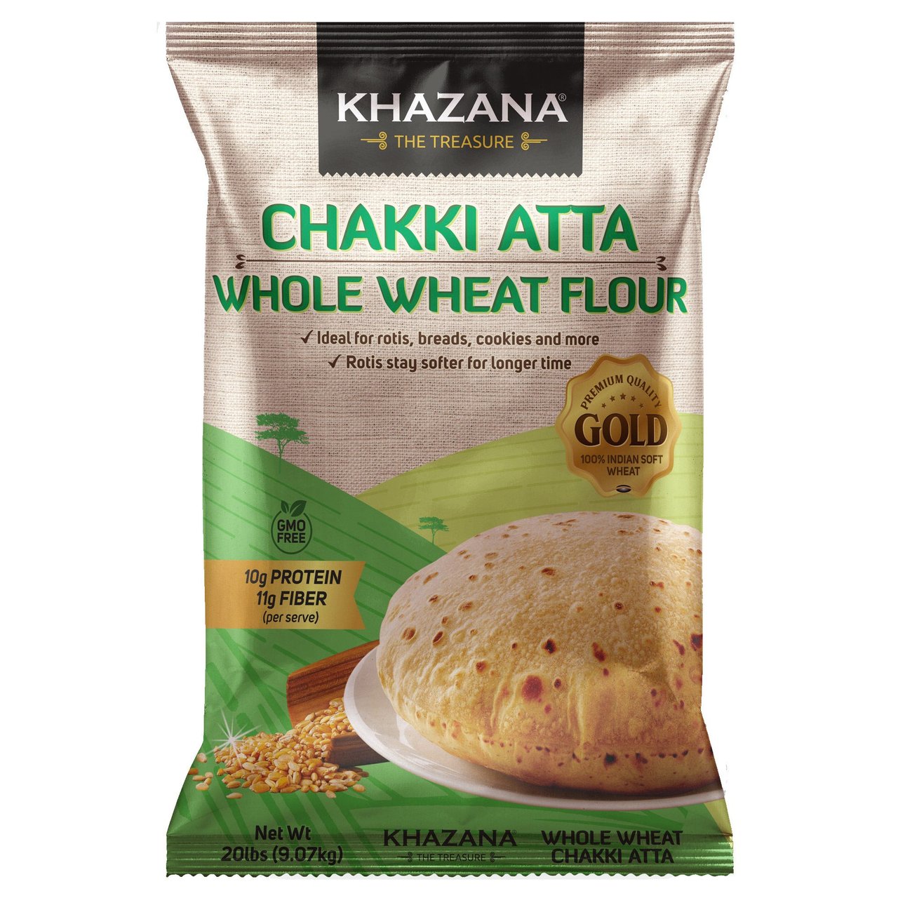 Khazana Organic Whole Wheat Flour 20 lbs - Image 1
