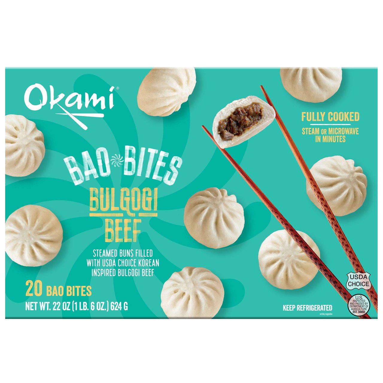 Okami Beef Bulgogi Mini Bao 22 oz (1.375 lbs) - Image 1