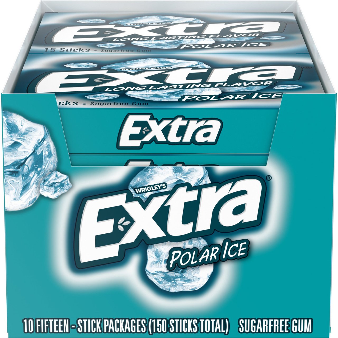Extra Polar Ice Sugar Free Chewing Gum, 15 Sticks, 10-Count - Image 1