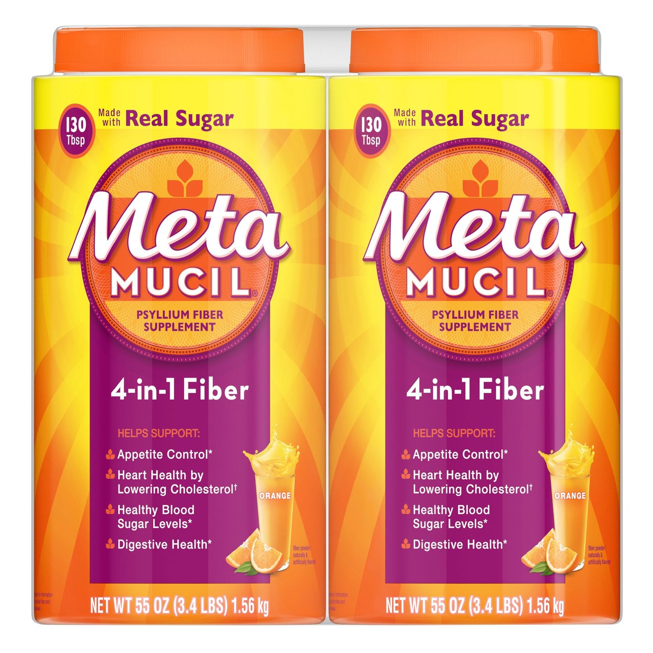 Metamucil Orange Smooth Texture 2x130 Doses - Image 1