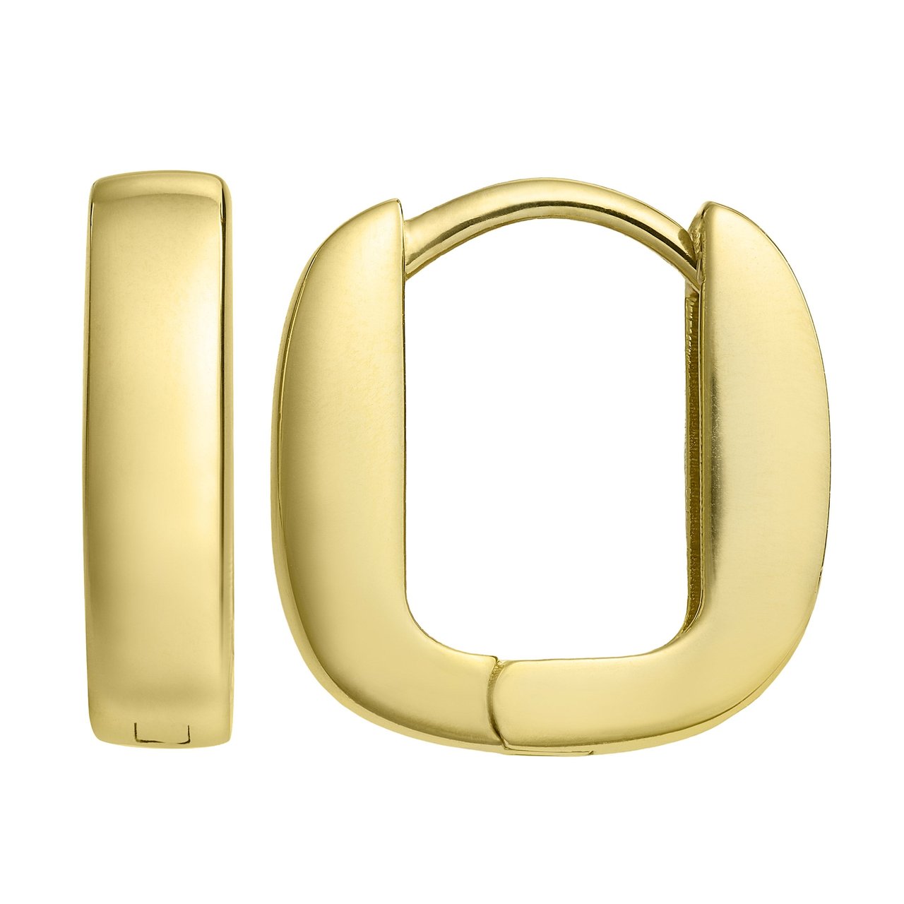 14KT Yellow Gold Rectangular Huggie Hoop Earrings Made in Italy - Image 1