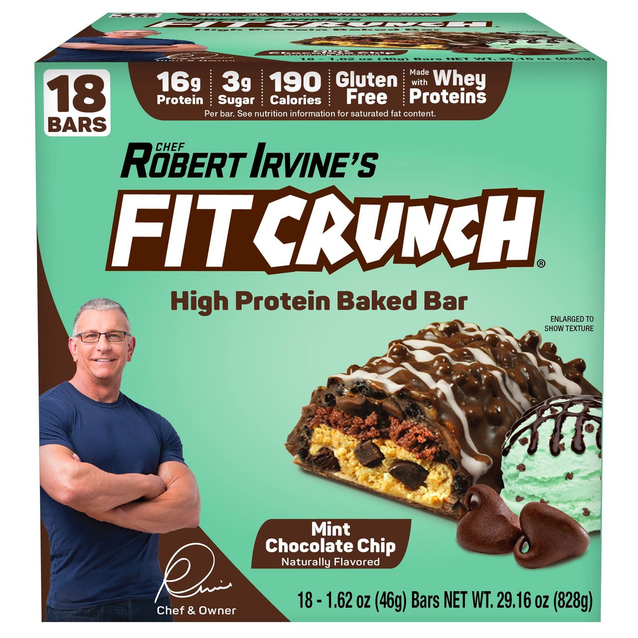Fit Crunch Protein Bar Mint Chocolate Chip 18/1.62 oz - Image 1
