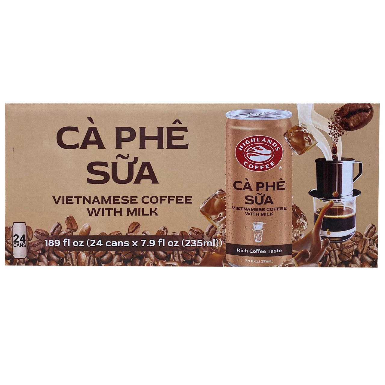 Highlands Coffee Cà Phê Sữa Vietnamese Coffee with Milk, 24 Cans, 7.9 oz Each - Image 1
