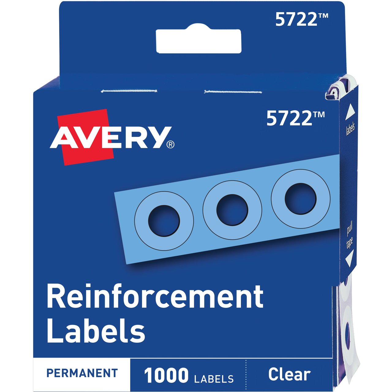 Avery 5722 Self-Adhesive Hole Reinforcement Stickers, Clear, 2,000 Total Labels, 2-Pack