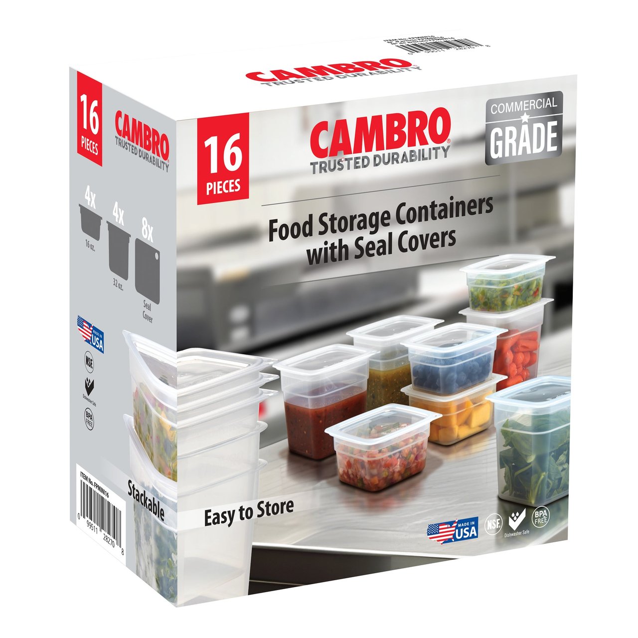 Cambro FreshPro Mini 16-Count Storage Container Assortment with Lids - Image 1