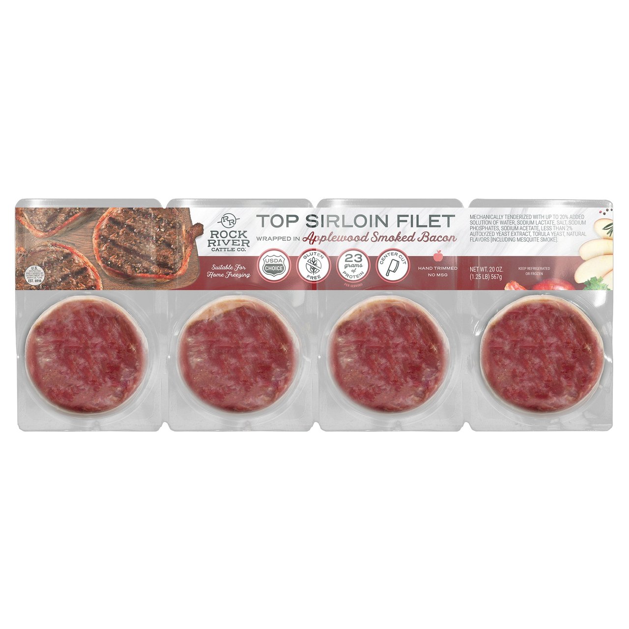 Rock River Cattle Bacon Wrapped Sirloin 4/5 oz - Image 1