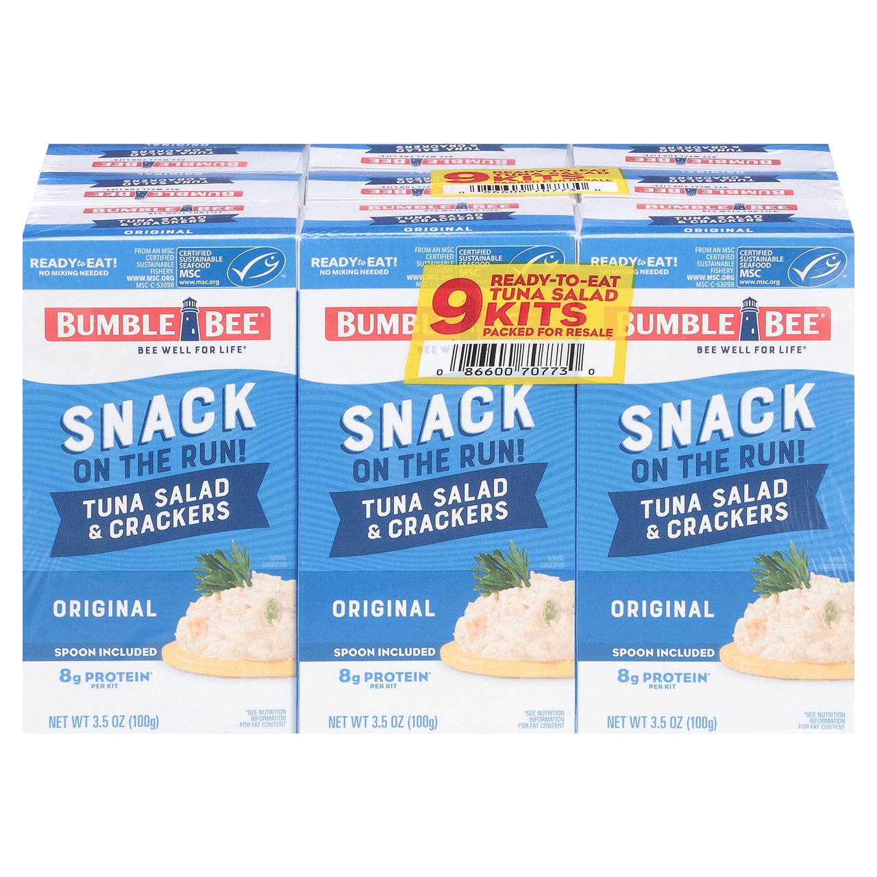 Bumble Bee Snack On The Run! Tuna Salad with Crackers, 3.5 oz, 9 Count - Image 1