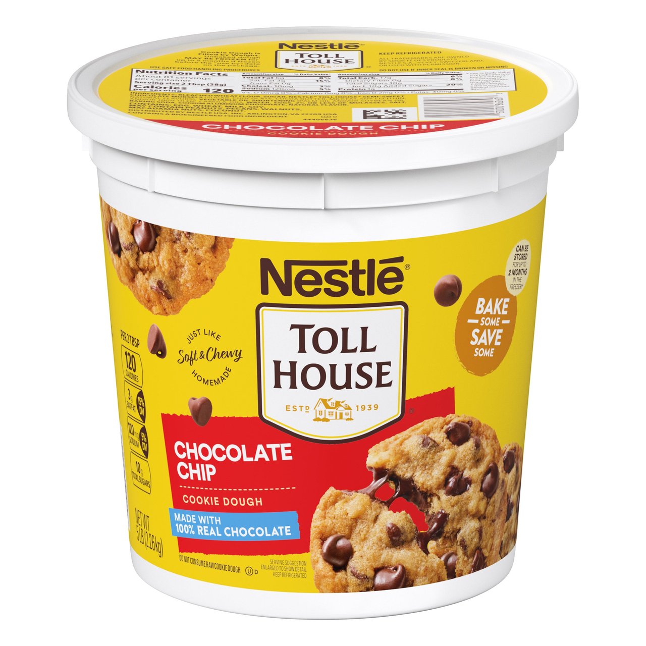 Nestlé Toll House Chocolate Chip Cookie Dough 5 Pound Tub - Image 1