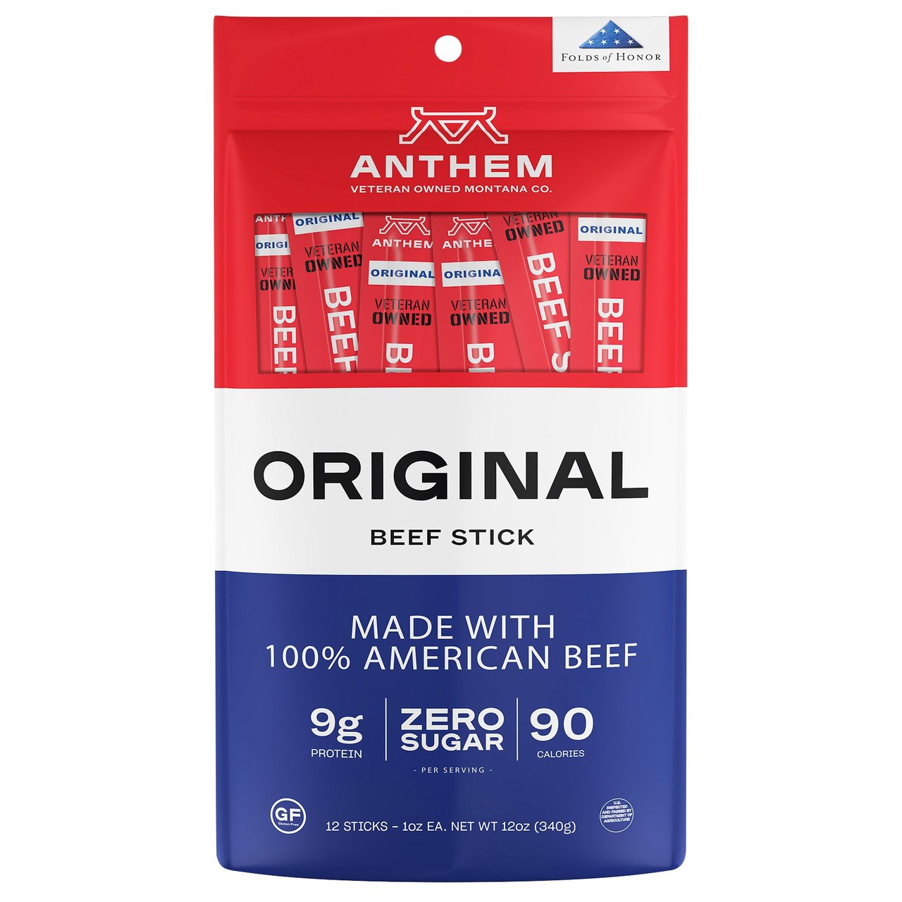 Anthem Snacks Original Beef Stick, 12-Pack (1 oz Each) - Image 1