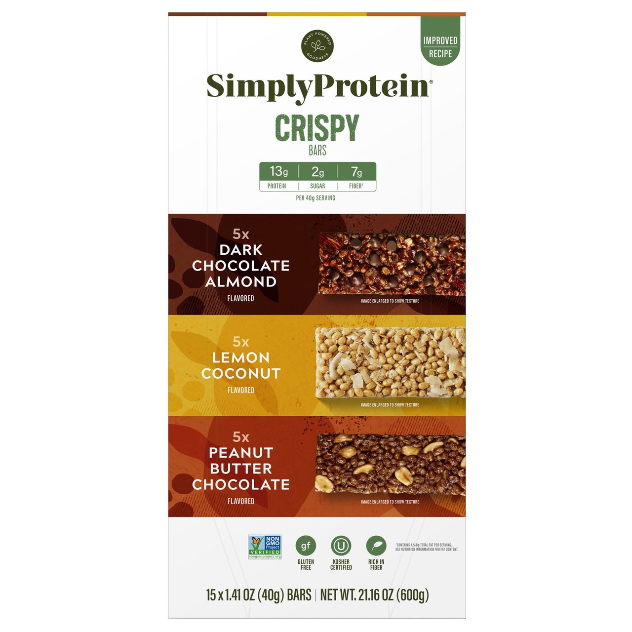 SimplyProtein Crispy Bar Variety Pack, 15 Count, 1.41 Ounces - Image 1