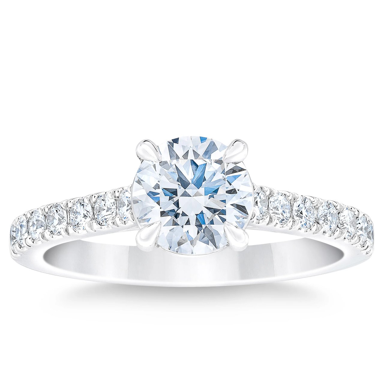 1.41 CTW Round Brilliant Diamond Platinum Wedding Ring, 1.06 CT Center, VS1 Clarity, D Color - Image 1