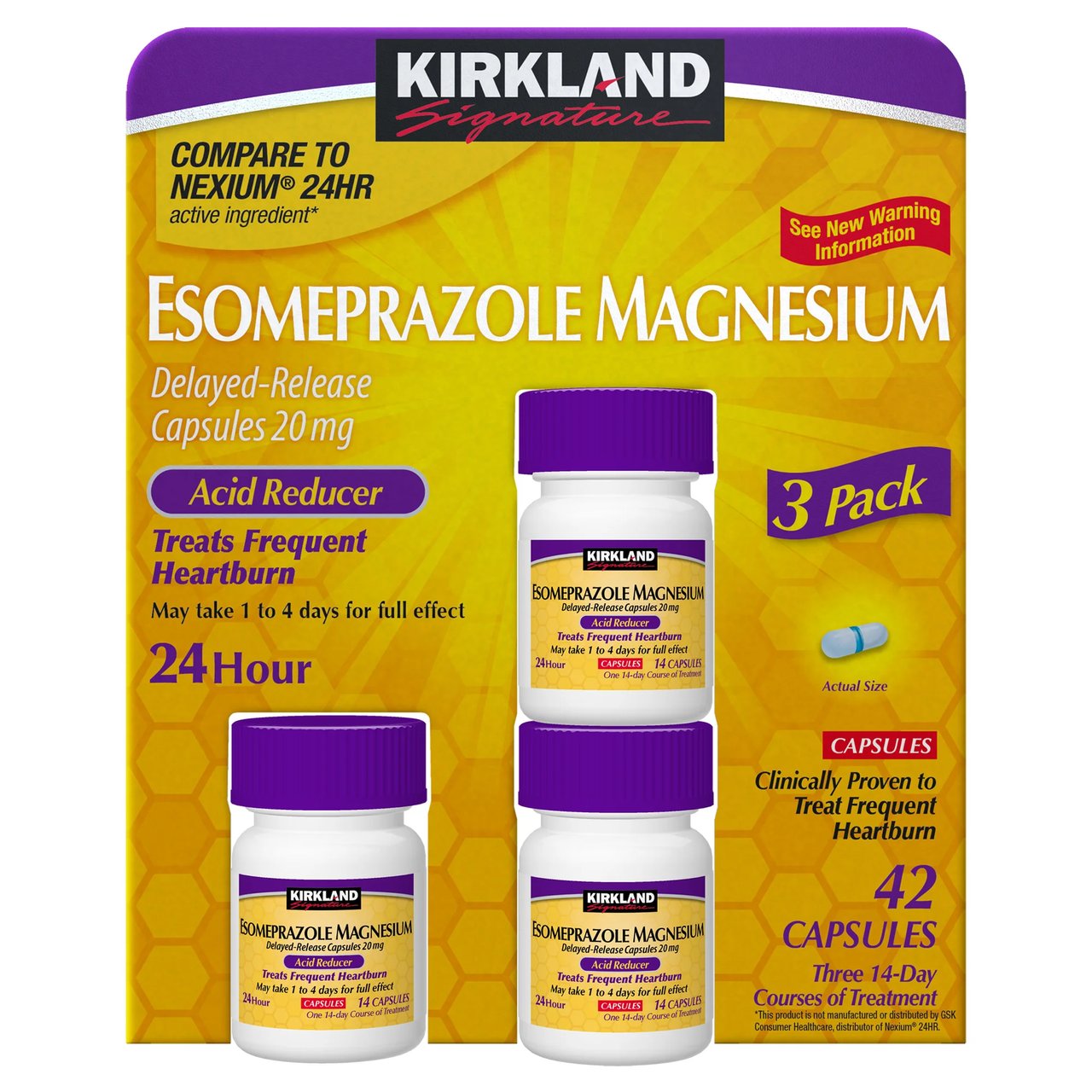 Kirkland Signature Esomeprazole 20mg Capsules 3 x 14 Count - Image 1