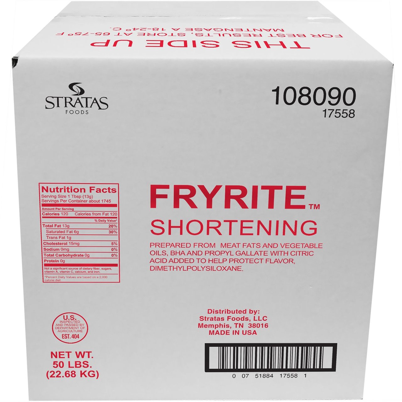 Fryrite Animal/Vegetable Shortening 50 lbs