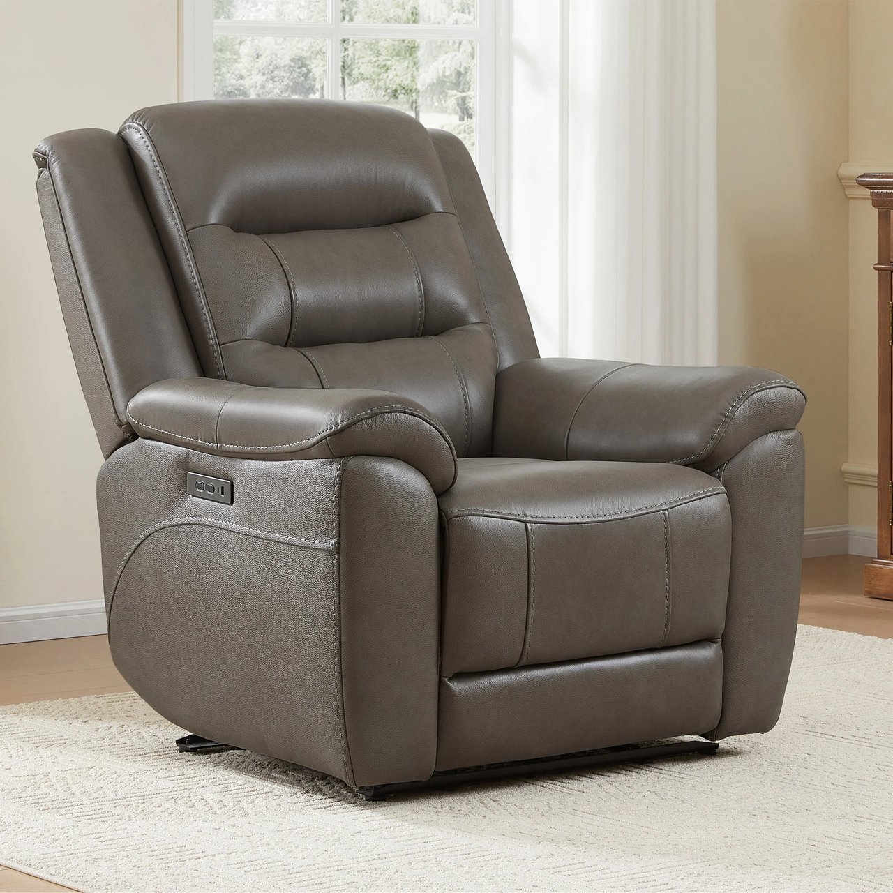 Mason Leather Power Glider Recliner with Power Headrest - Image 1