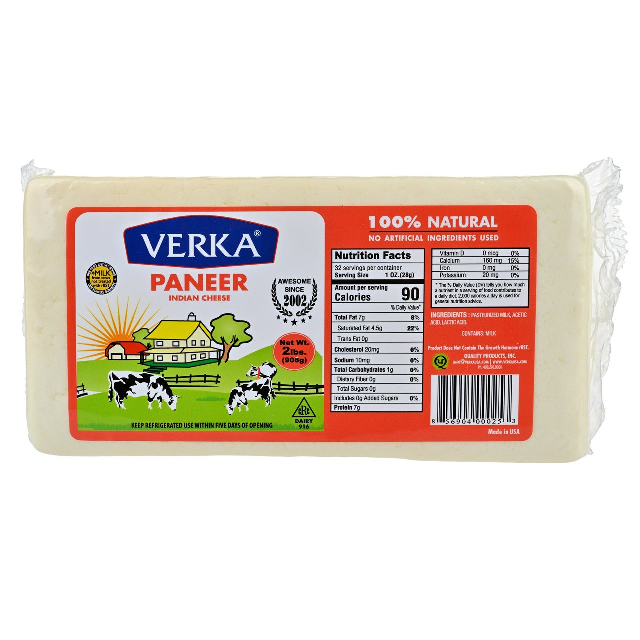 Verka Paneer Indian Cottage Cheese 32 oz - Image 1
