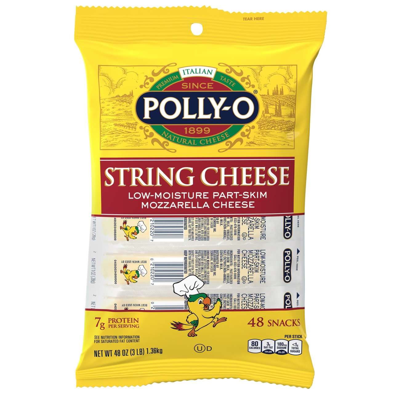 Polly-O String Cheese Individually Wrapped 48 Count (3 lbs) - Image 1