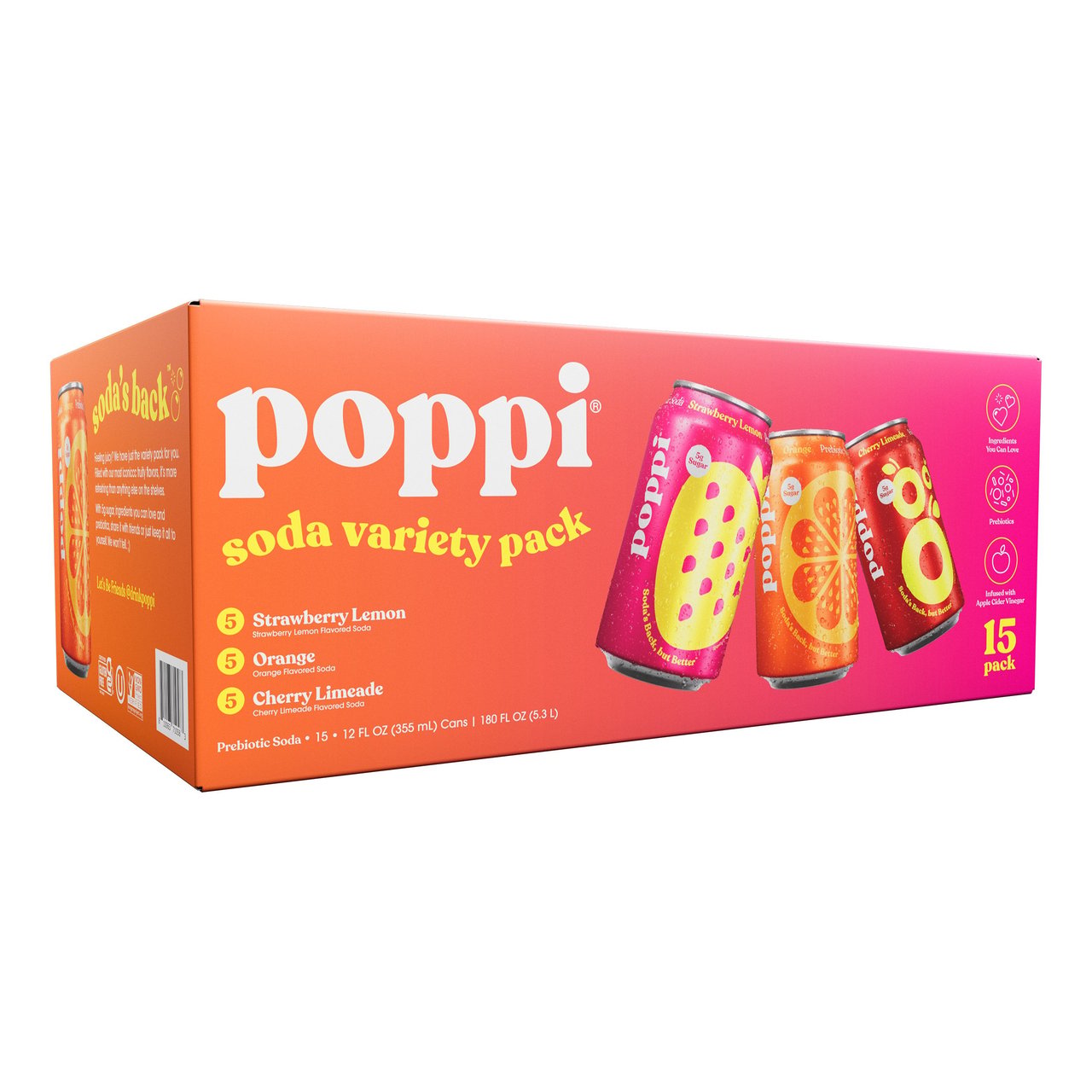 Poppi Soda Variety Pack 15/12 oz - Image 1