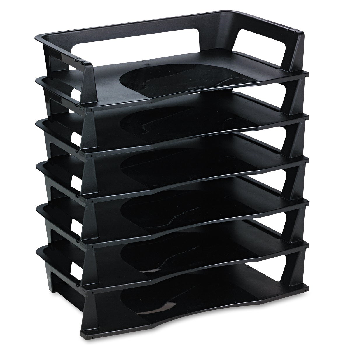 Rubbermaid Regeneration Recycled Plastic Letter Tray, Black, 6-Pack - Image 1