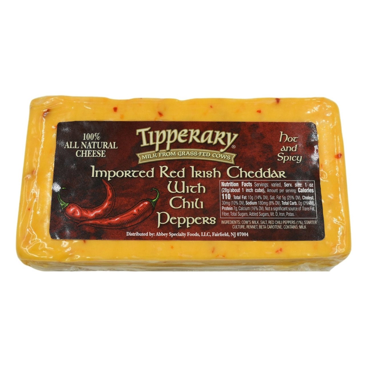 Tipperary Imported Irish Cheddar with Red Chili Peppers - Price Per Pound
